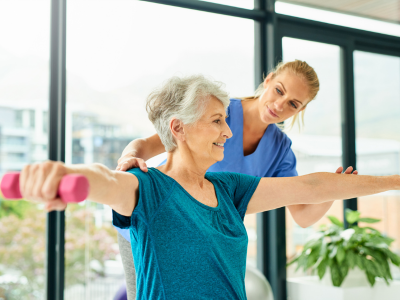 Older adult engaging in resistance training